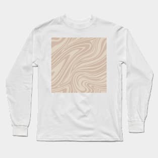 Groovy Swirling Liquid Pattern - Soft Beige Long Sleeve T-Shirt